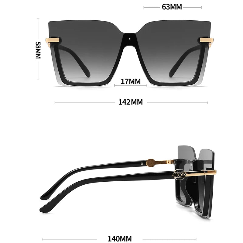 Women Men Sun Glasses Streetwear Large Frame Eyewear GogglesHollow Out Square One-piece Sunglasses Women MenGlasses