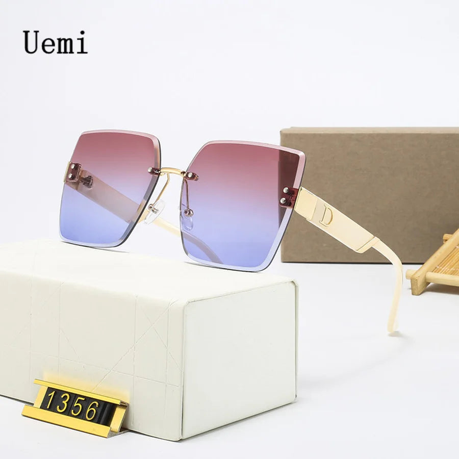 New Fashion Luxury Brand Rimless Women Sunglasses For Men Vintage Designer Square Frame Sun Glasses Female Shades UV400 Eyewear